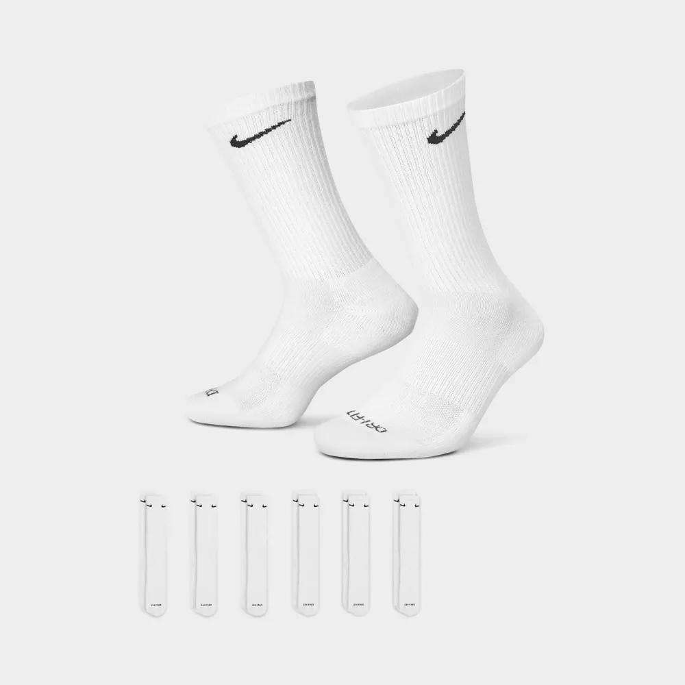 Nike Everyday Plus Cushioned Training Crew Socks (6 Pack) White / Black