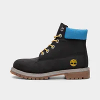 Timberland Juniors’ 6-Inch Premium Waterproof Boot / Black Nubuck With Blue