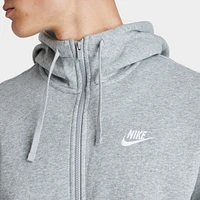 Nike Sportswear Club Fleece Full-Zip Hoodie Dark Grey Heather / Matte Silver - White