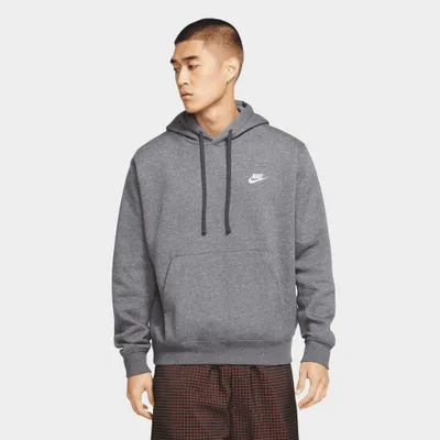 Nike Sportswear Club Fleece Pullover Hoodie Charcoal Heather / Anthracite - White
