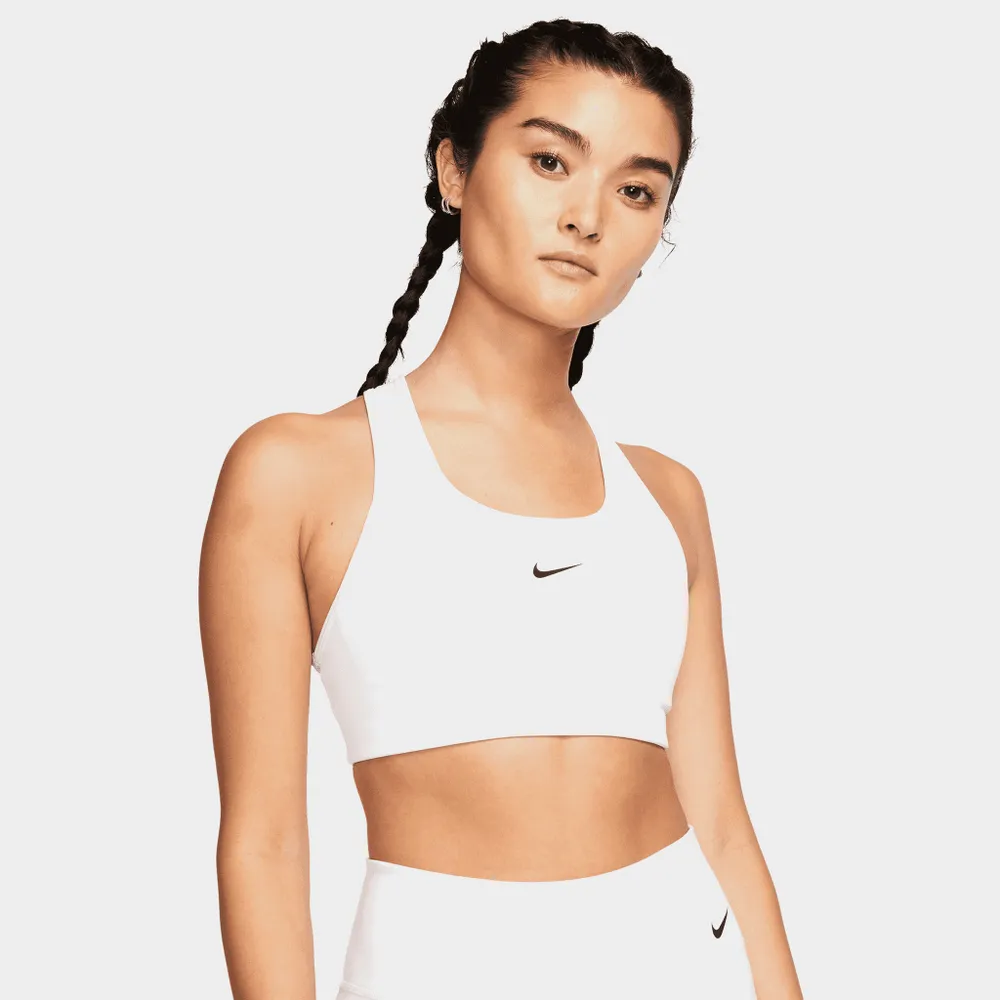 Nike Women's Dri-FIT Swoosh Medium-Support 1-Piece Pad Sports Bra White /  Black