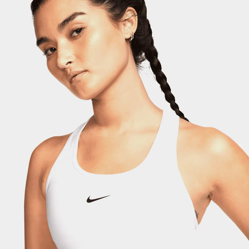 Nike Women’s Dri-FIT Swoosh Medium-Support 1-Piece Pad Sports Bra Madder  Root / White