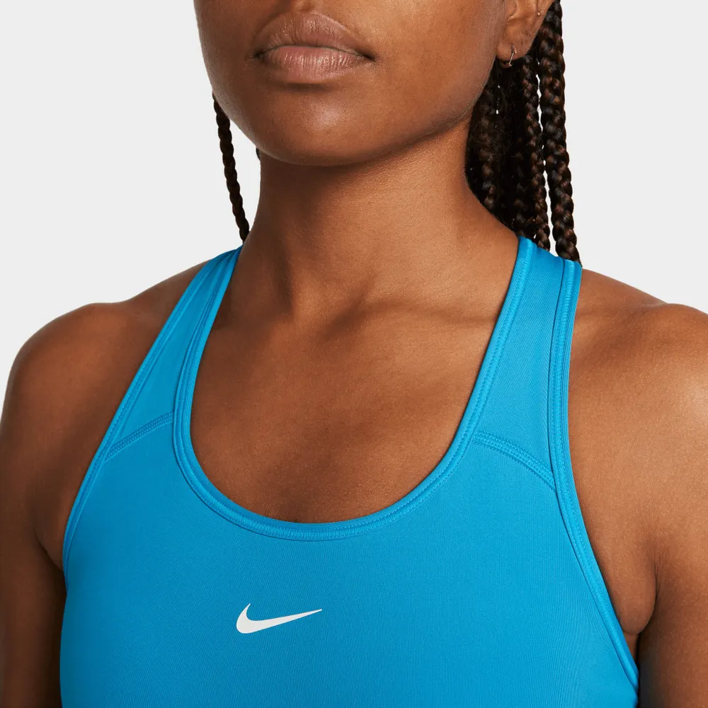 Nike Women’s Dri-FIT Swoosh Medium-Support 1-Piece Pad Sports Bra Laser Blue / White