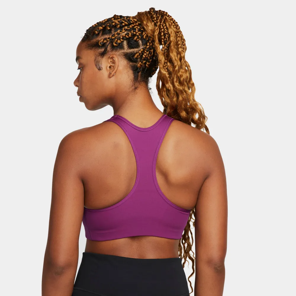 Nike Women's Dri-FIT Swoosh Medium Support 1 Piece Pad Sports Bra (Black/ White)