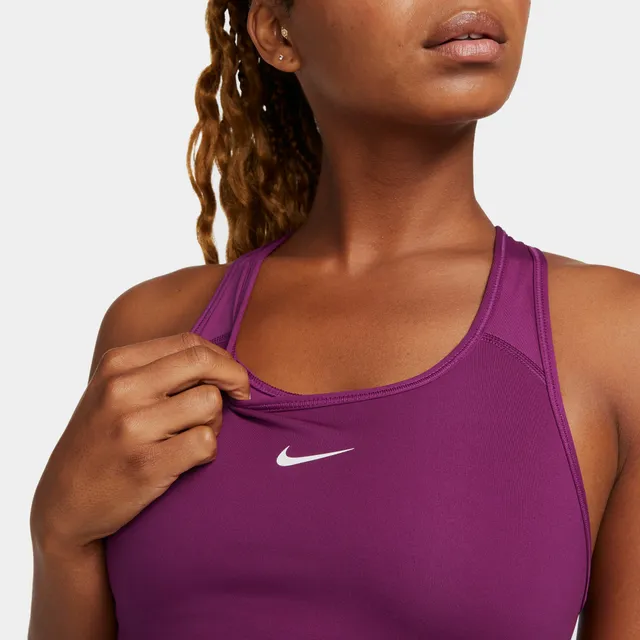 Nike Women's Dri-FIT Swoosh Medium Support 1 Piece Pad Sports Bra (White/ Black)