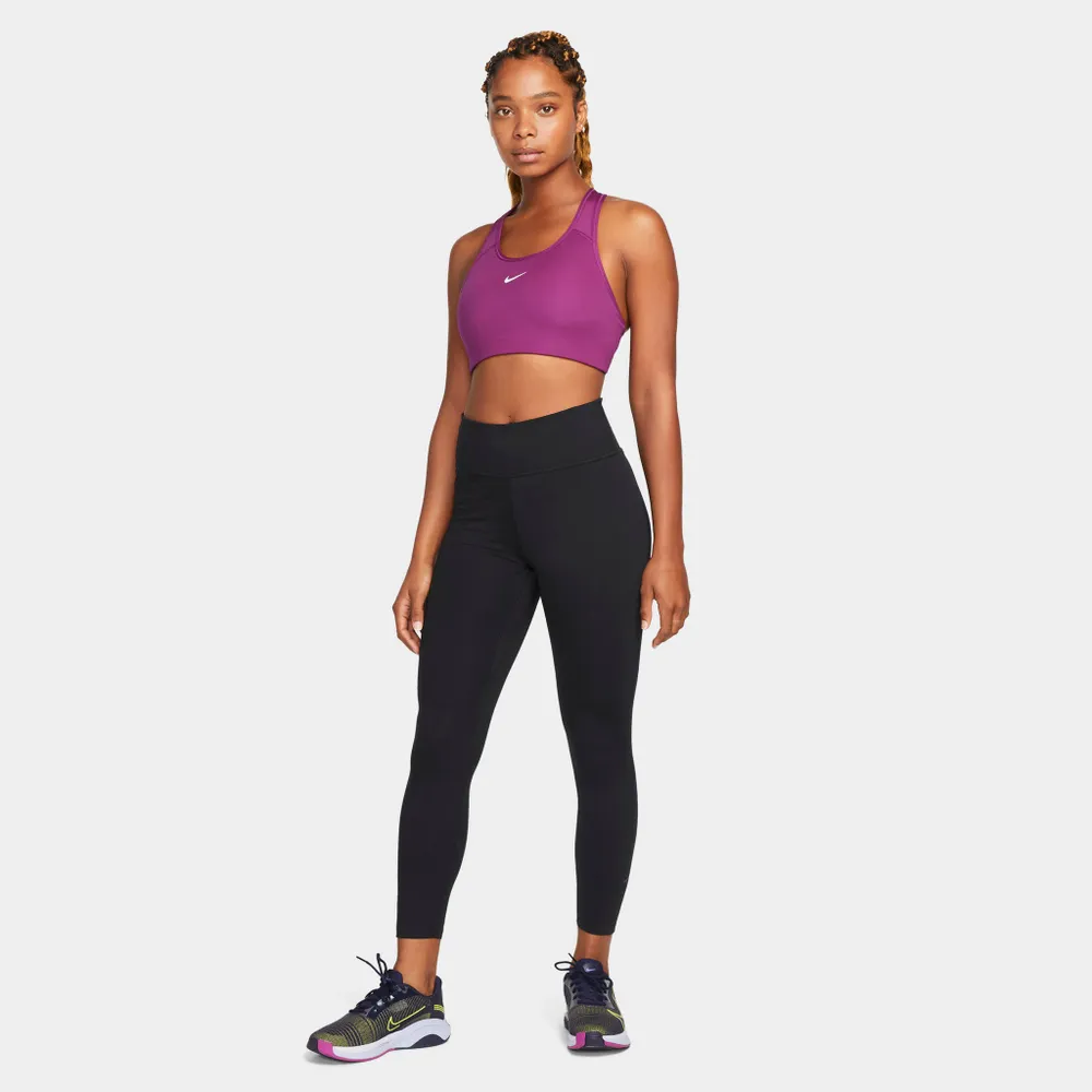 Nike Women’s Dri-FIT Swoosh Medium-Support 1-Piece Pad Sports Bra Sangria / White