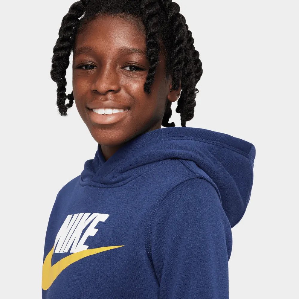 Nike Sportswear Junior Boys’ Club Fleece Pullover Hoodie Midnight Navy / White