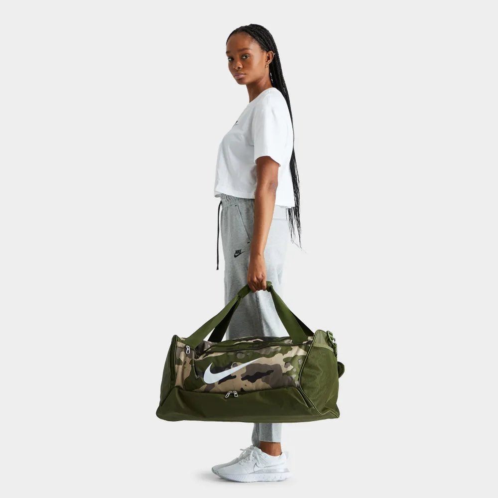 Nike Brasilia Camo Training Duffel Bag Khaki / Rough Green - White