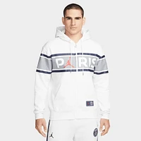 Jordan Paris Saint-Germain Full-Zip Fleece Hoodie Birch Heather / University Red