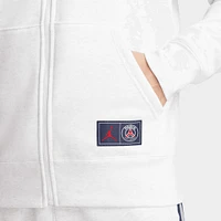 Jordan Paris Saint-Germain Full-Zip Fleece Hoodie Birch Heather / University Red