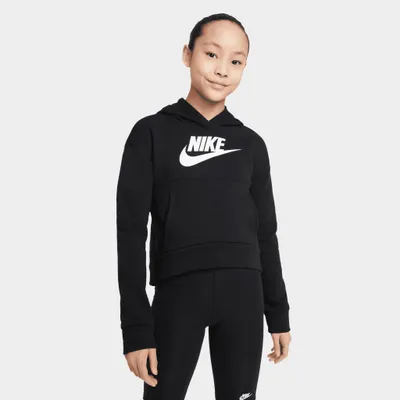 Nike Sportswear Junior Girls’ Club Fleece Pullover Hoodie Black / White