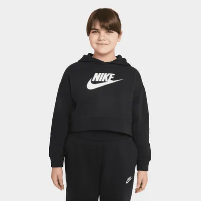 Nike Sportswear Junior Girls’ Club French Terry Cropped Pullover Hoodie Black / White