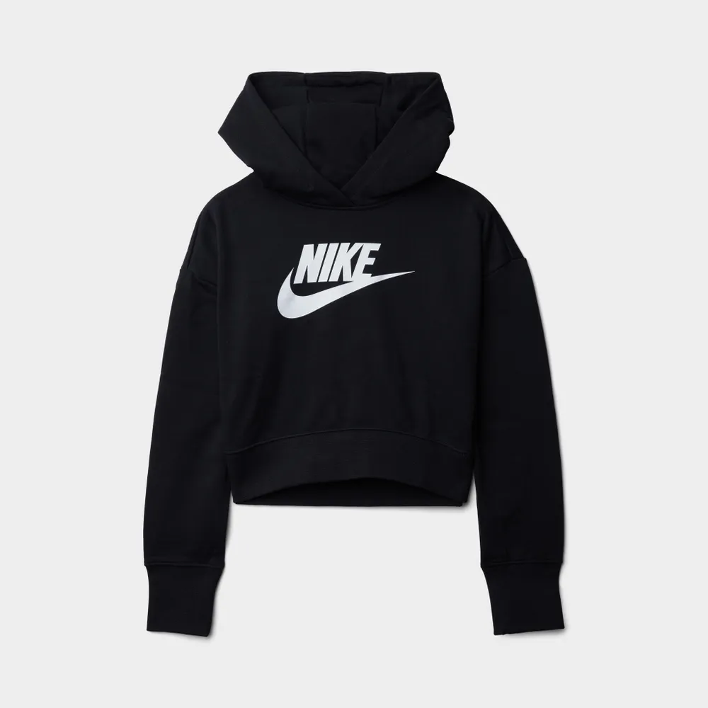 Nike Sportswear Junior Girls’ Club French Terry Cropped Pullover Hoodie Black / White