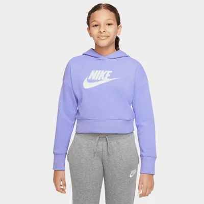 Nike Junior Girls’ Sportswear Club French Terry Cropped Pullover Hoodie Light Thistle / Black