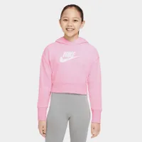 Nike Junior Girls’ Sportswear Club French Terry Cropped Pullover Hoodie Medium Soft Pink / White