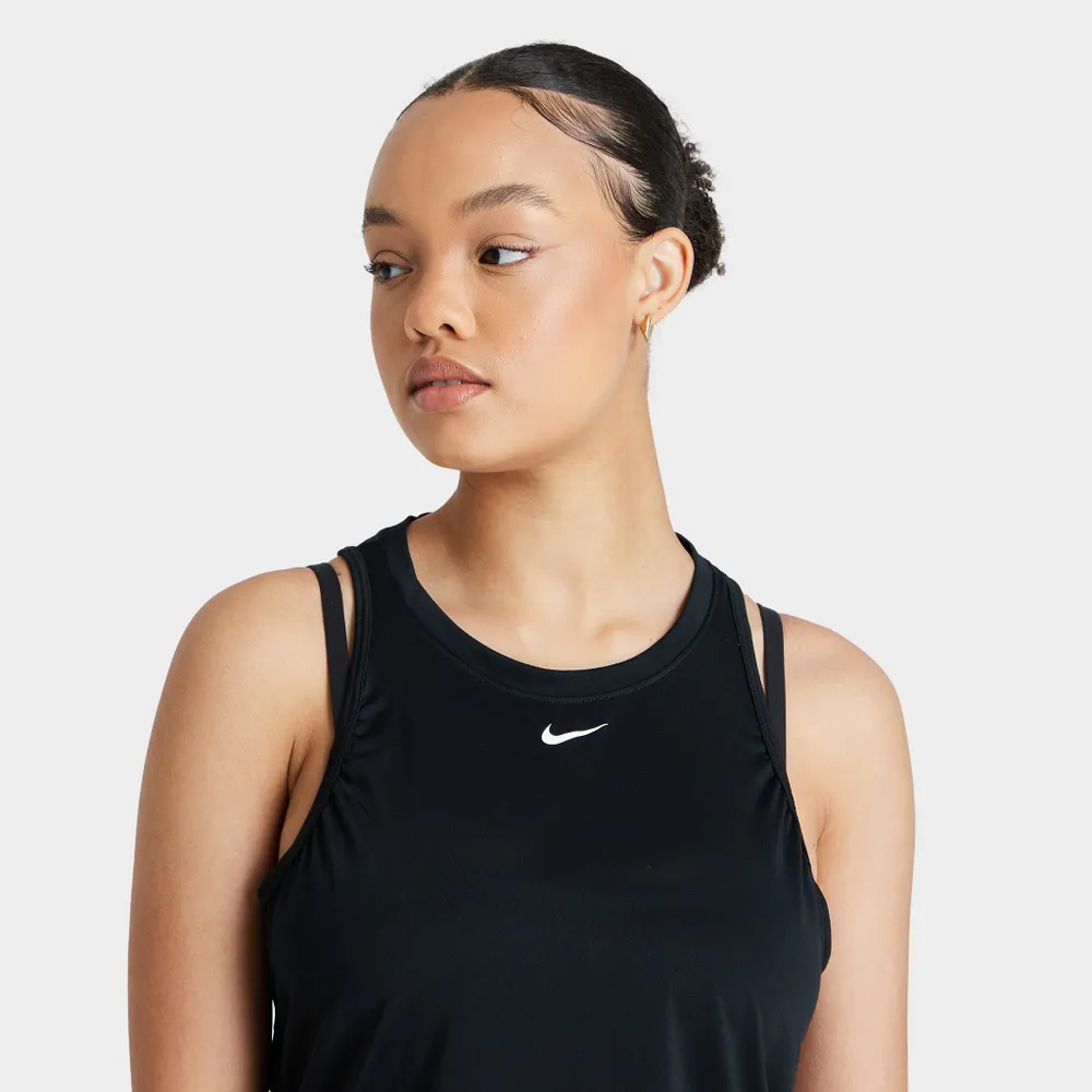 Nike Women's Dri-FIT Swoosh Medium Support 1 Piece Pad Sports Bra (White/ Black)