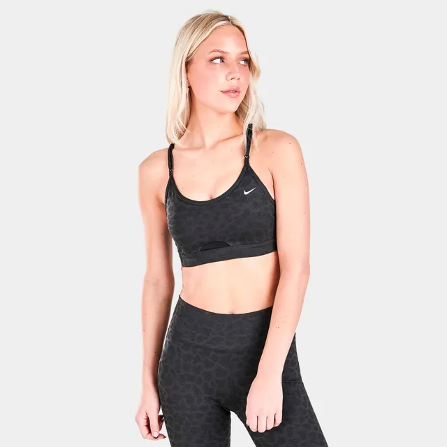 Nike Women's Dri-Fit Indy Glitter Sports Bra Black Glitter Leopard Print  Medium