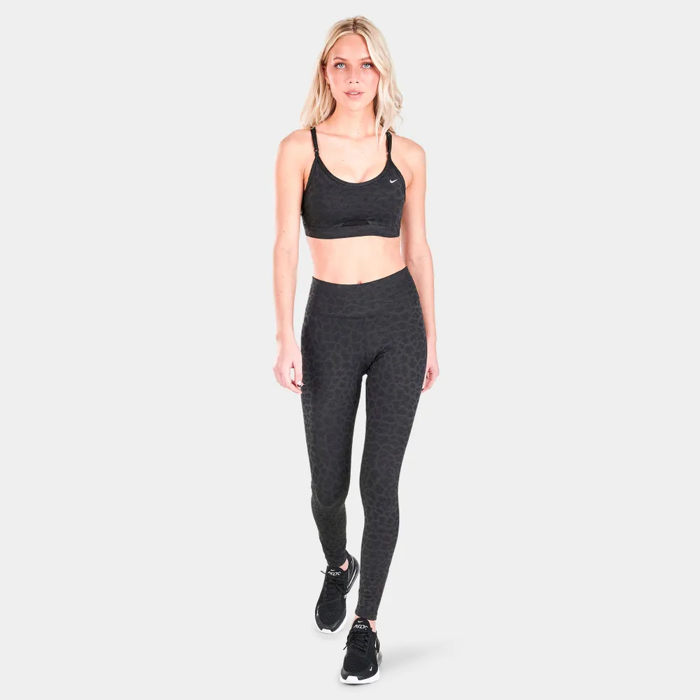 Nike Women’s Dri-FIT Indy Light-Support Padded Glitter Sports Bra Off-Noir / Black - White