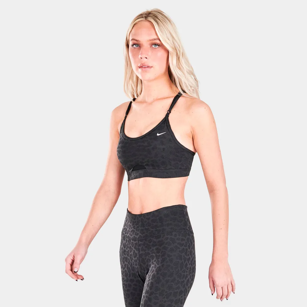 Nike Women’s Dri-FIT Indy Light-Support Padded Glitter Sports Bra Off-Noir / Black - White