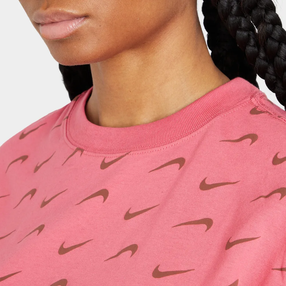 Nike Sportswear Women's Club Fleece Funnel-Neck Glitter Pullover Hoodie /  Archaeo Pink