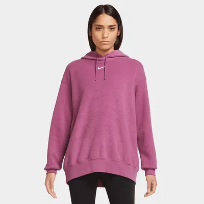 Nike Sportswear Women’s Essentials Plush Pullover Hoodie Light Bordeaux / White