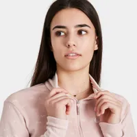 Nike Air Women’s Velour Quarter Zip Pullover Pink Oxford / White