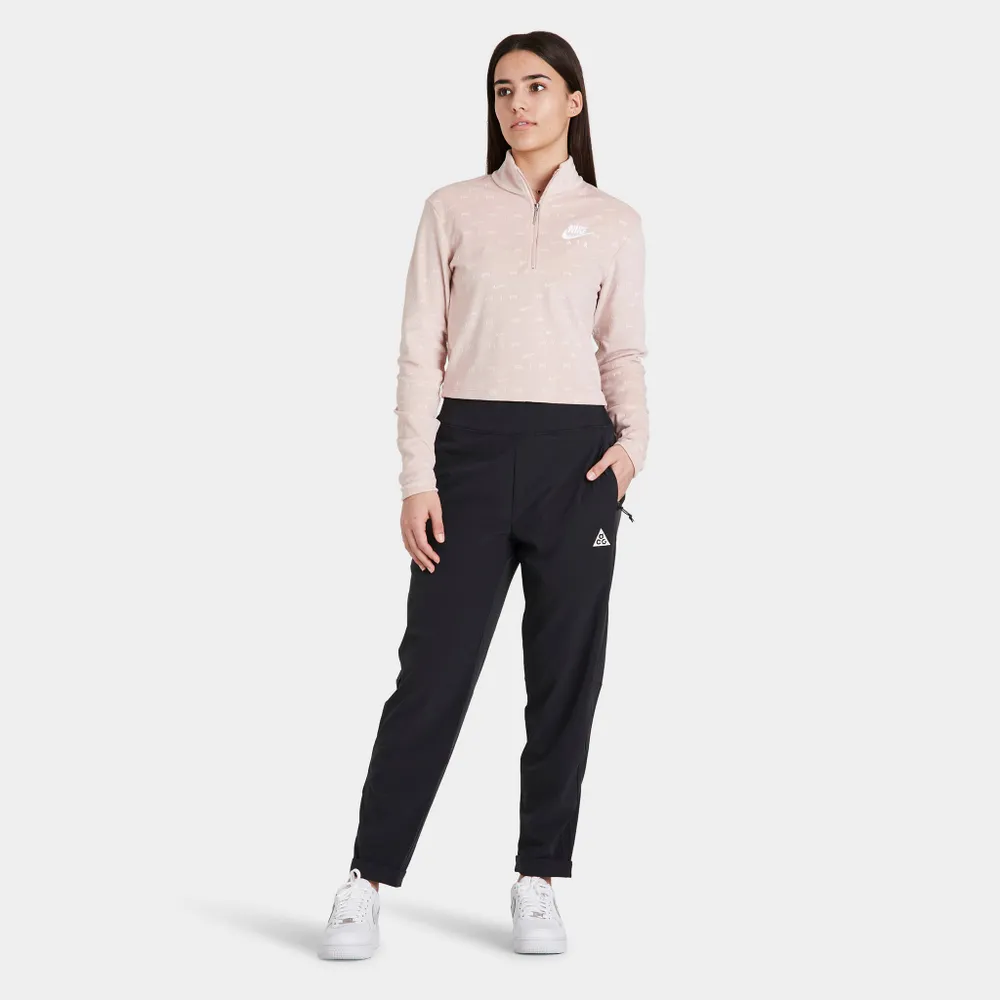 Nike Air Women’s Velour Quarter Zip Pullover Pink Oxford / White