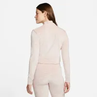 Nike Air Women’s Velour Quarter Zip Pullover Pink Oxford / White