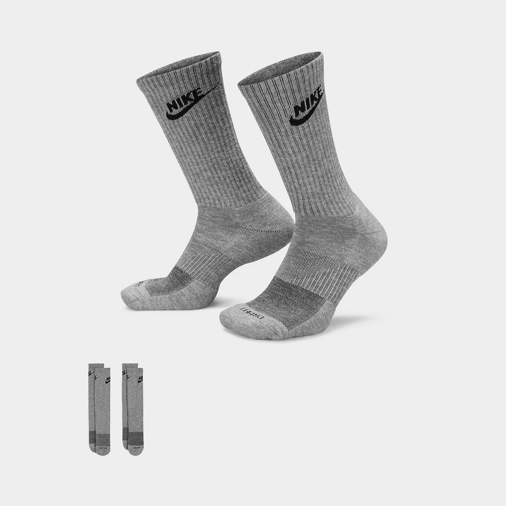 Nike Everyday Plus Cushioned Crew Socks - 2 Pack Particle Grey / Black