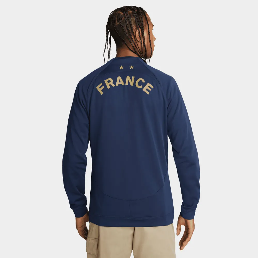 Nike France FFF Academy Pro Knit Soccer Jacket Midnight Navy / Metallic Gold