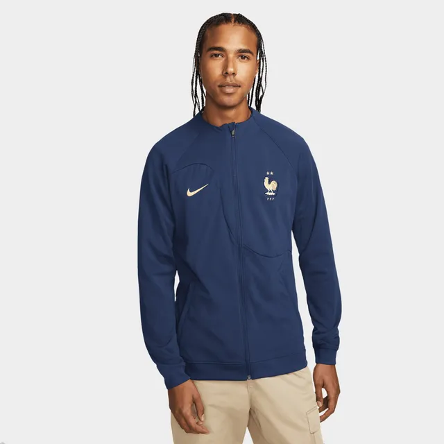 Nike, Brazil Academy Pro Men's Full-Zip Knit Soccer Jacket, Blue/Yellow