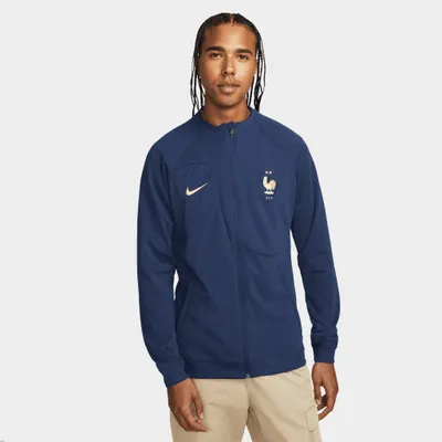 Nike France FFF Academy Pro Knit Soccer Jacket Midnight Navy / Metallic Gold
