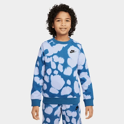 Nike Sportswear Junior Boys' Adult Connect AOP French Terry Crewneck Dark Marina Blue / Black