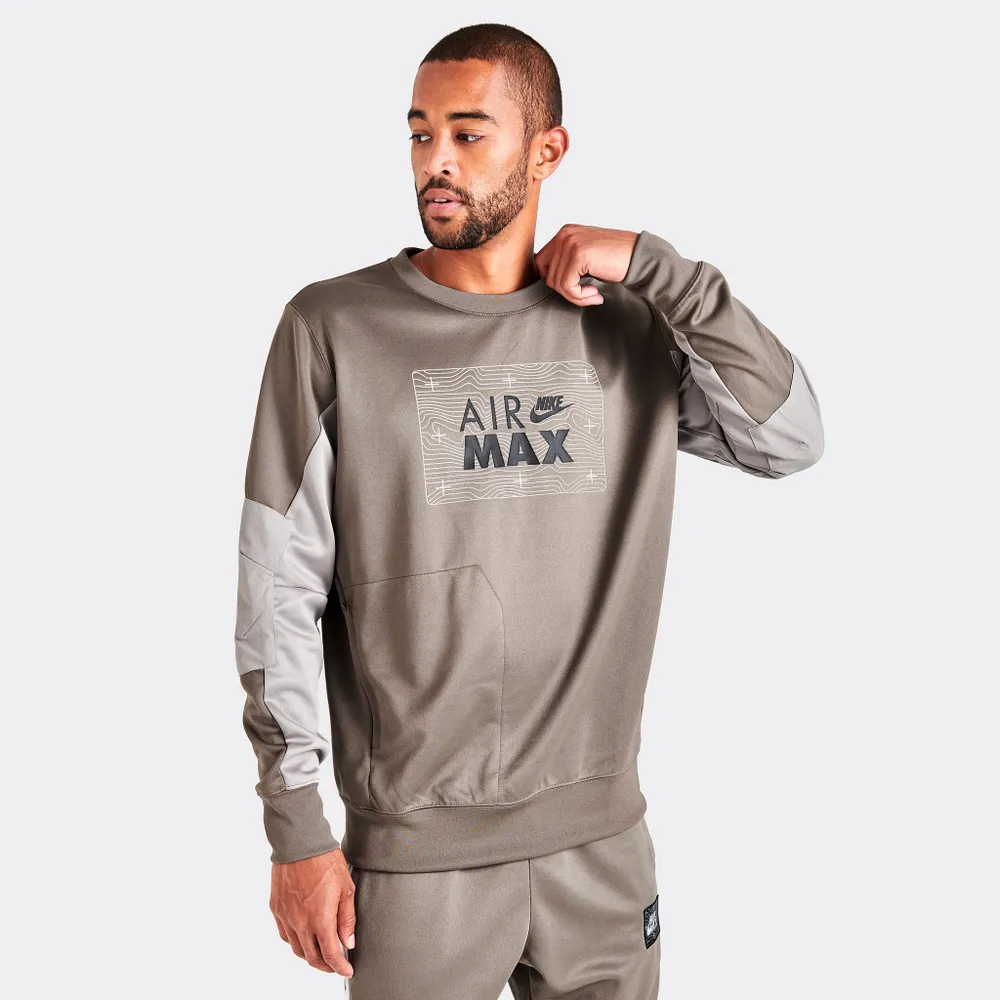 Nike Sportswear Air Max Crewneck Sweatshirt Olive Grey / Enigma Stone - Black