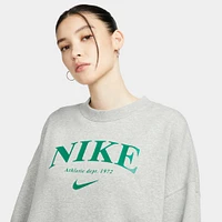 Nike Women's Sportswear Essentials Oversize Fleece Sweatshirt Dark Heather Grey / Malachite