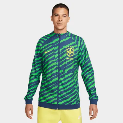 Nike Brazil Academy Pro Full-Zip Knit Soccer Jacket Coastal Blue / Dynamic Yellow