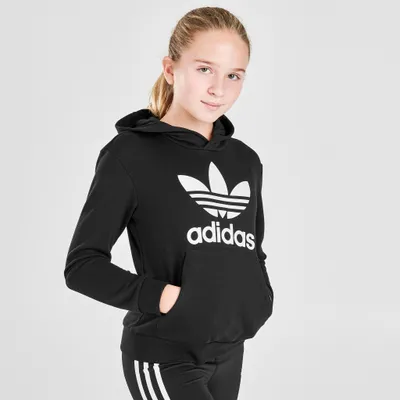 adidas Originals Juniors’ Trefoil Pullover Hoodie Black / White