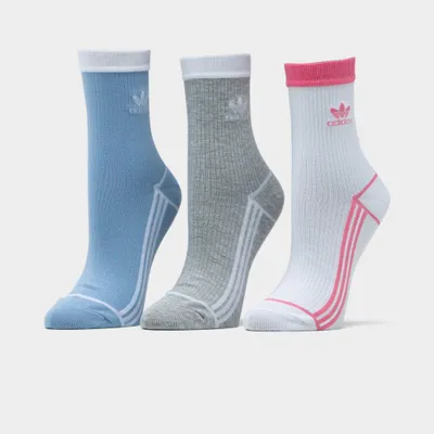 adidas Originals Women’s Sport Mid-Crew Socks (3 Pack) Ambient Sky / Heather Grey - Rose Tone