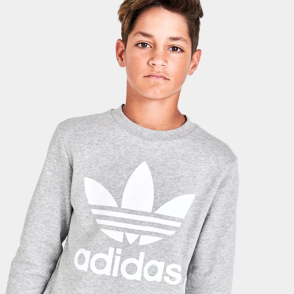 adidas Originals Junior Boys’ Trefoil Crewneck / Medium Grey Heather