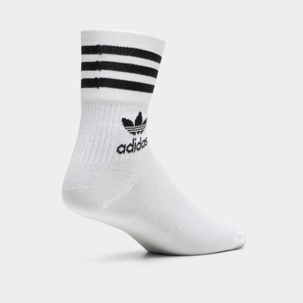 adidas Originals Mid Cut Crew Socks (3 Pack) White / Black