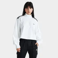 adidas Originals Women’s Smocked Cuff Cropped Half-Zip / White