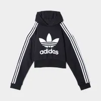 adidas Originals Junior Girls’ Adicolor Cropped Pullover Hoodie Black / White