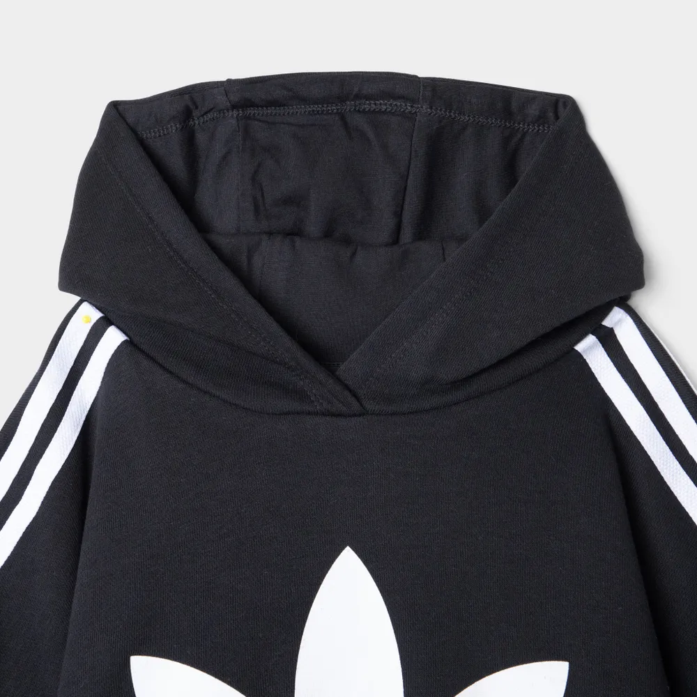 adidas Originals Junior Girls’ Adicolor Cropped Pullover Hoodie Black / White