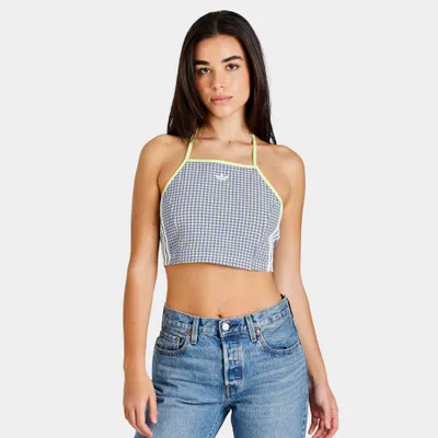 adidas Originals Women’s Gingham Halter Top Pulse Lime / Purple