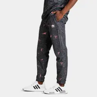 adidas Rekive Trefoil Allover Print Track Pants Black / Grey Six - Bliss Pink