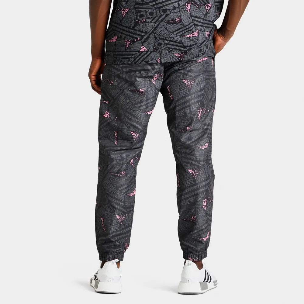 Adidas Rekive Trefoil Allover Print Track Pants Black / Grey Six - Bliss  Pink