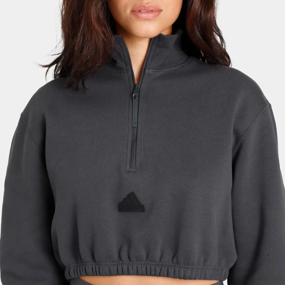 adidas Women’s Cropped Half-Zip Sweatshirt Carbon / White