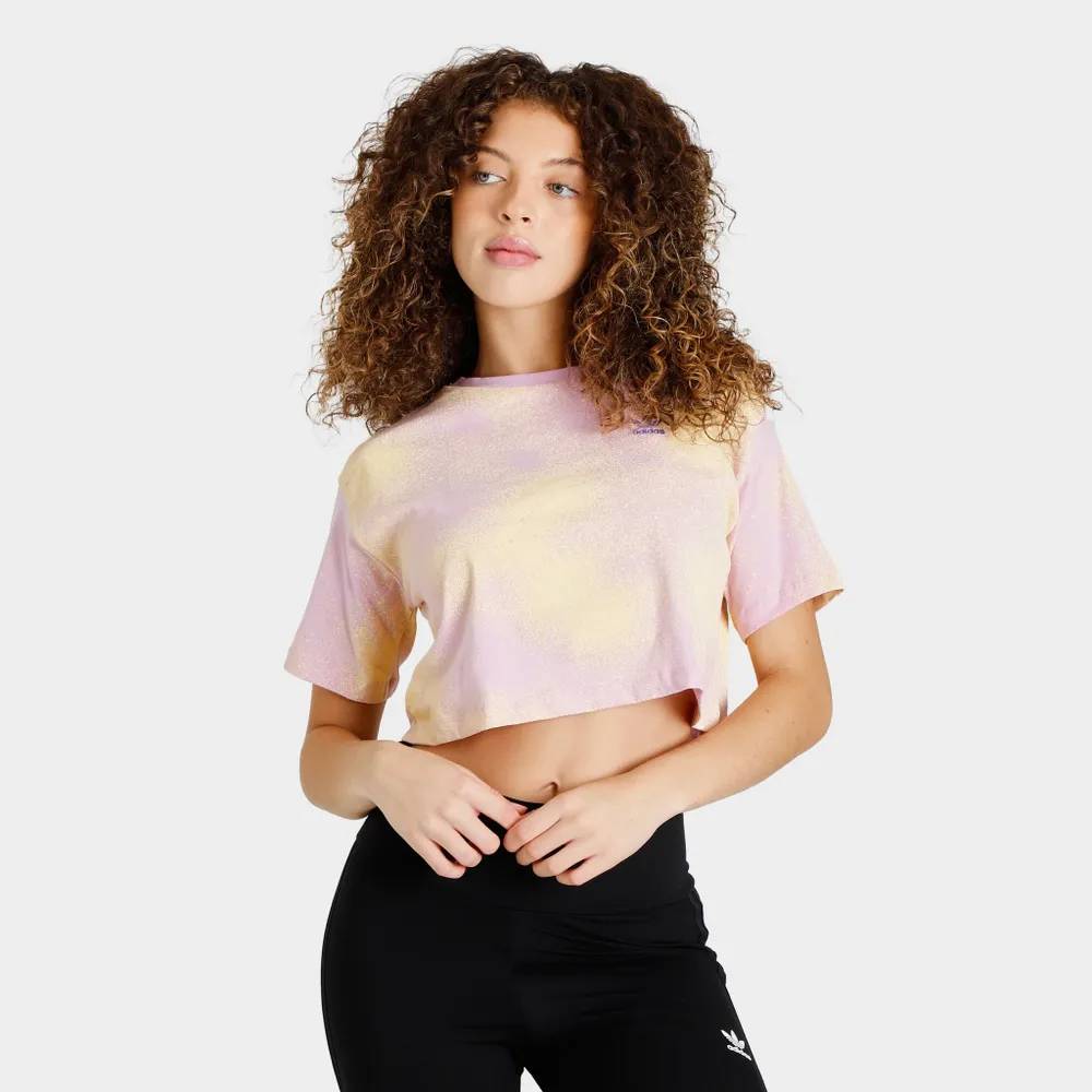 adidas Originals Junior Girls’ Graphic Print Cropped T-shirt Bliss Lilac / Almost Yellow