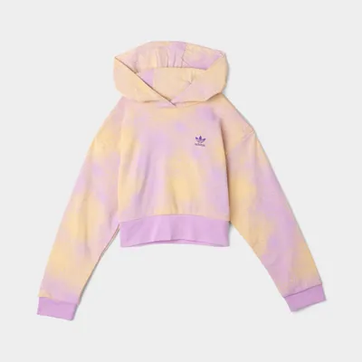 adidas Originals Junior Girls’ Graphic Print Crop Pullover Hoodie Bliss Lilac / Almost Yellow