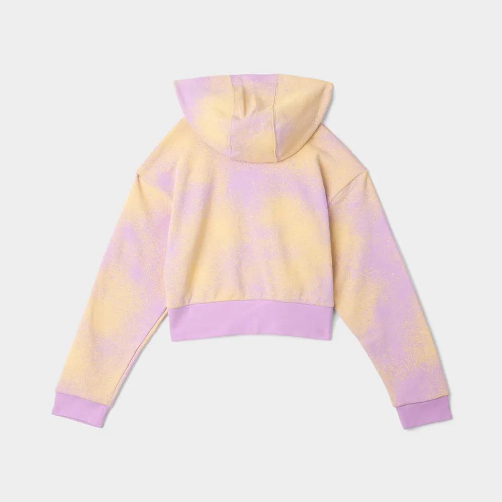 adidas Originals Junior Girls’ Graphic Print Crop Pullover Hoodie Bliss Lilac / Almost Yellow